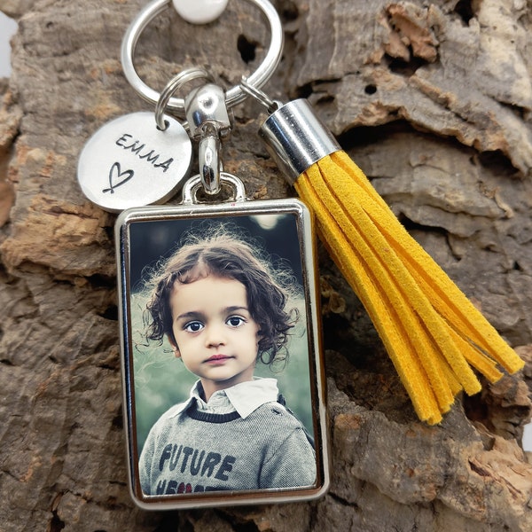 Porte clé photo personnalisé; Porte-clés fête mamie, maman, papa, papi ; cadeau anniversaire noël