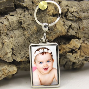 Personalized photo metal key ring, Christmas birthday gift key ring, Mother's Day or Grandmas PC simple : couleur