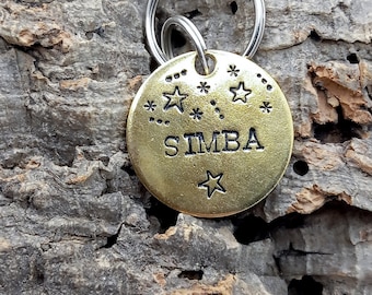 Médaille identité chien ou chat "Simba" , médaille ronde gravée