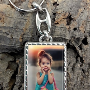 Porte clé métal photo personnalisée, porte-clé cadeau anniversaire noël, fête des mères ou mamies PC Tressé : couleur
