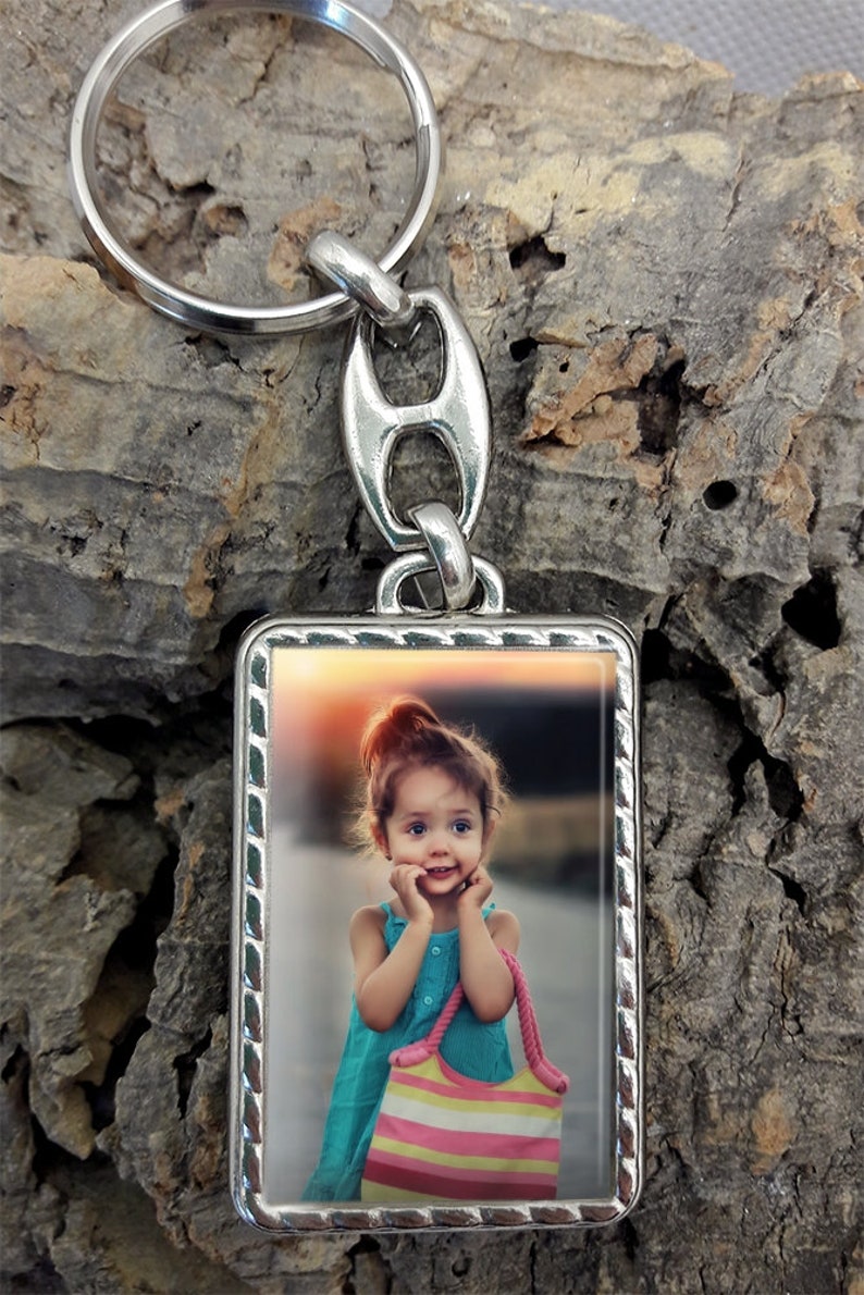 Personalized photo metal key ring, Christmas birthday gift key ring, Mother's Day or Grandmas PC Tressé : couleur