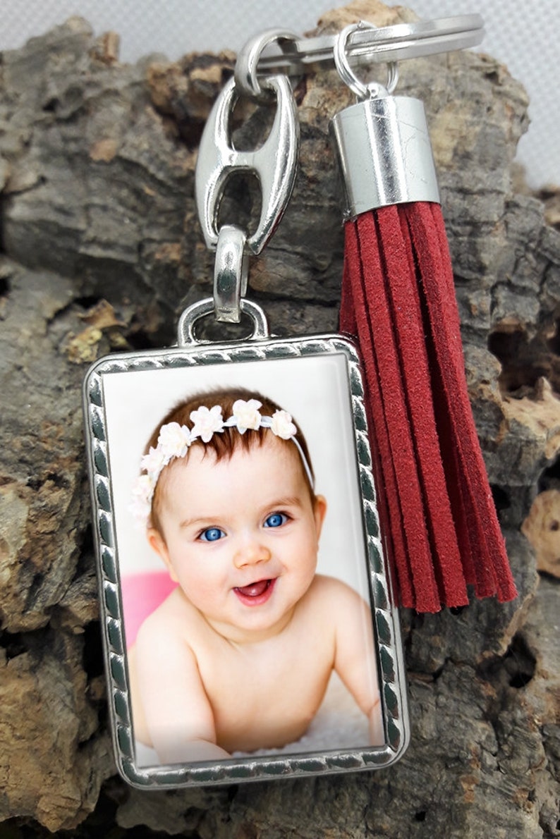 Porte clé métal photo personnalisée, porte-clé cadeau anniversaire noël, fête des mères ou mamies image 3