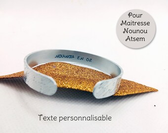 Bracelet jonc message, cadeau pour maman mamie maitresse, nounou, atsem