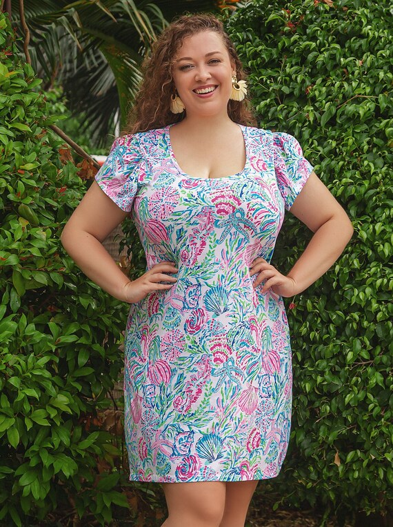 Bimini Reef Print Cotton Knit Round Neck Butterfly Sleeve (plus  