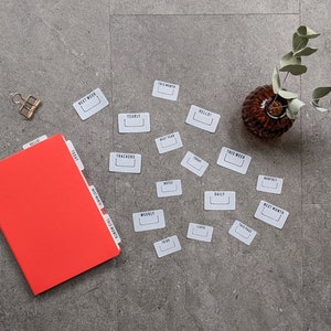 Customisable planner index tabs, small and regular size for planners and journals, dividers, labels, book marks, page markers, minimalist