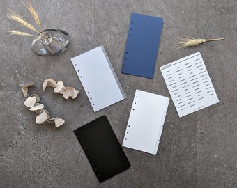 Divisori per planner ed etichette divisorie per formati Mini, Pocket, Pocket PLUS, A6 e Personal, linguette superiori, laterali e inferiori, 2, 3, 4, 5 e 6 linguette, Regno Unito