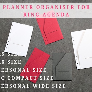 プランナーオーガナイザー、レザーテクスチャフォルダー、A5、パーソナル、P-WIDE、FCコンパクト、A6サイズ、カードストック、ミニマリストタッチ、英国製