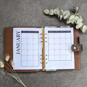 PRINTE 2026 monthly planner inserts in A5, HBxWA5, Personal wide, FCC, Personal, A6, Pocket plus and Pocket sizes for planners, UK seller