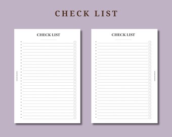 PRINTED check list refills in A5, Personal wide, HBxWA5, FCC, Personal, A6, Pocket plus and Pocket sizes, task management refills, UK seller