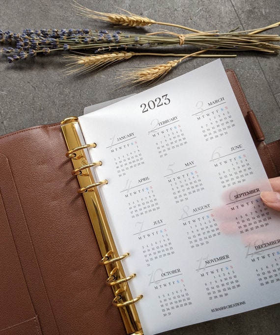 2024 Year Monthly Calendar Transparent Dividers Bookmark Notebook