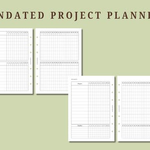 GEDRUKTE, ongedateerde projectplanner in A5- en HBxWA5-formaten voor planners, taakbeheer, Gantt-diagram, plannervullingen, minimalistisch, Britse verkoper