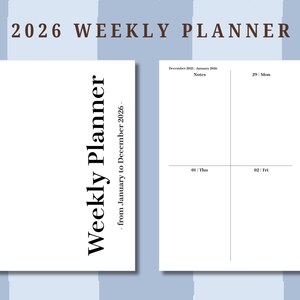 PRINTED 2026 dated weekly planner inserts in A5, HBxWA5, Personal wide, FCC, Personal, A6, Pocket plus and Pocket sizes, refills, UK seller