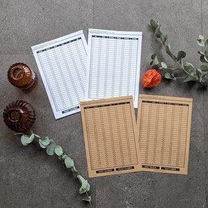 Pegatinas de planificador anual para sus agendas y diarios en tamaño grande, hojas de pegatinas en blanco y kraft, planificador de proyectos, calendario, minimalista, Reino Unido