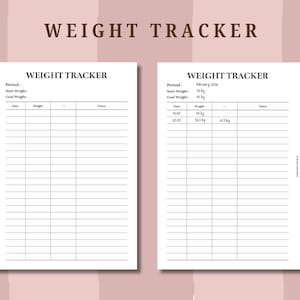 PRINTED weight tracker planner refills: A5, HBxWA5, Personal wide, FCC, Personal, A6, Pocket plus and Pocket sizes, daily planner, UK seller
