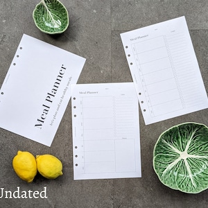 PRINTED 1 page weekly meal planner refills in A5, personal wide, FCC, personal and A6 sizes for planners, planner insert, tracker, UK seller