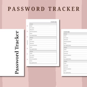 PRINTED password tracker: A5, HBxWA5, Personal wide, FCC, Personal and A6 sizes for planners, refills insert, daily planner, minimalist, UK