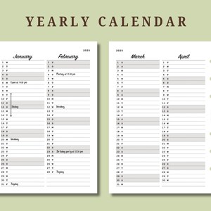 GEDRUKTE jaarkalenderinzetstukken van januari tot december in Franklin Classic, A5, Personal Wide, FCC, HBxWA5, Personal en A6-formaten, minimalistisch, VK
