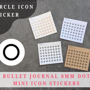 円形アイコンプランナーステッカー、クラフト紙、白、マット透明、ホログラフィック、プランナー用8mmドット機能ステッカー、英国販売店