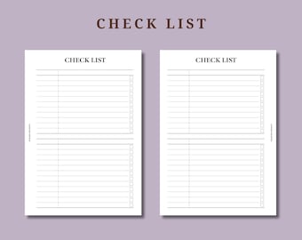 PRINTED check list refills in A5, Personal wide, HBxWA5, FCC, Personal, A6, Pocket plus and Pocket sizes, task management refills, UK seller