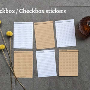 Aanvinkvakstickers voor planners en tijdschriften, functionele stickers, wit en kraft, vierkante selectievakjes, taakbeheer, minimalistisch, Britse verkoper