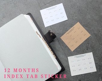 12 Monate Register-Aufkleber für Planer, holographisch, Kraft und weiß Aufkleber, Trennblätter, Tabs, Etiketten, minimalistischer Touch, UK Verkäufer