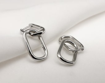 925 Silver Geometric Huggie Earrings, Women's Hoop Earrings/Earrings, Hoop Earrings, Silver Earrings