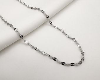 Collier acier inoxydable en argent, collier maillons acier inoxydable, collier femme, collier ras de cou