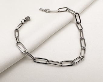 Armband met grote schakels in zilver, roestvrijstalen armband, roestvrijstalen armband, damesarmband