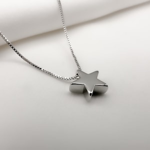 925 Silver Star Necklace, Chain with Star Pendant, Women&#39;s Silver Chain, Silver Star Necklace