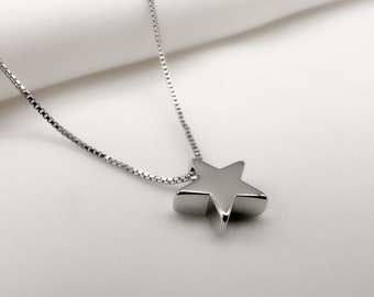 925 silver star necklace, chain with star pendant, women's silver chain, silver star necklace