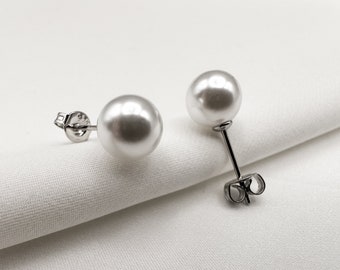 925 silver pearl earrings, silver stud earrings, women's earrings, pearl stud earrings
