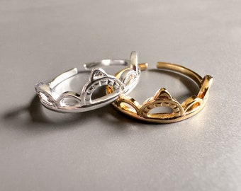 Edelstahl Fingerring, Kronen Ring in Silber und Gold, Damen Ring, Edelstahl Ring