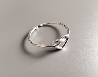 Stainless steel heart finger ring, knot ring, heart ring in silver gold and rose, women's ring