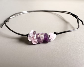 Pulseira de pedras preciosas de ametista, pulseira de chakra, pulseira de poder, pulseira de proteção com pedras preciosas, pulseira de talismã, presente, pulseira de pedras preciosas