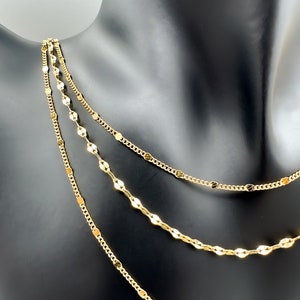 Collier femme en acier inoxydable doré, collier multi-rangs, collier trois rangs, collier superposé image 3