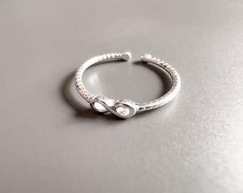 Bague en argent 925 avec symbole infini, bague noeud, bague argent femme, bague infini, bague infini