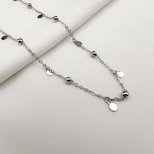 925 silver necklace, satellite chain with plates, women&#39;s necklace 925 silver, necklace with plates