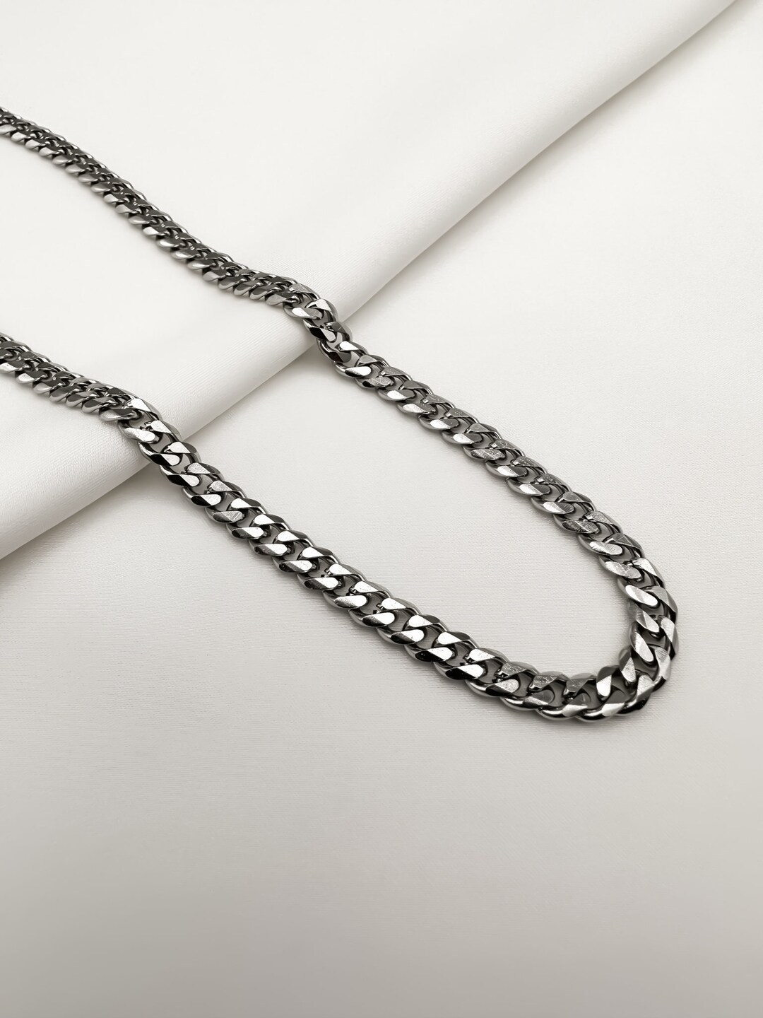 Cuban Necklace in Silver, Curb Chain, Link Chain, Stainless Steel Chain,  Gift Idea for Women, Cuban Chain, Stainless Steel, Link Chain - Etsy