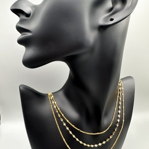 Collier femme en acier inoxydable doré, collier multi-rangs, collier trois rangs, collier superposé image 2