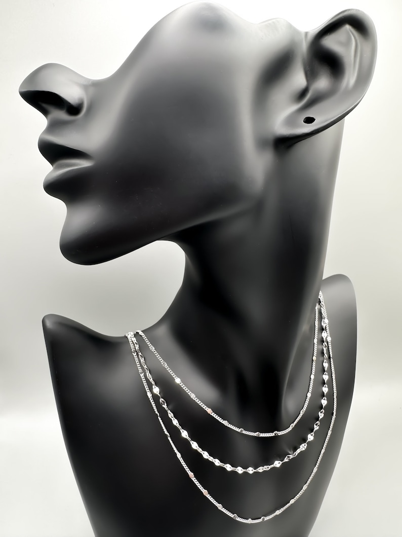 Collier femme en acier inoxydable doré, collier multi-rangs, collier trois rangs, collier superposé image 6