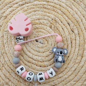 Personalized silicone koala pacifier clip