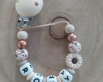 Personalized flower silicone pacifier clip