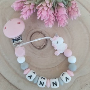 Personalized unicorn silicone pacifier clip