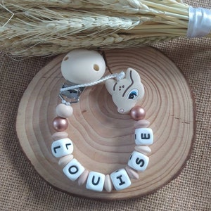 Personalized beige doe silicone pacifier tutute pacifier clip