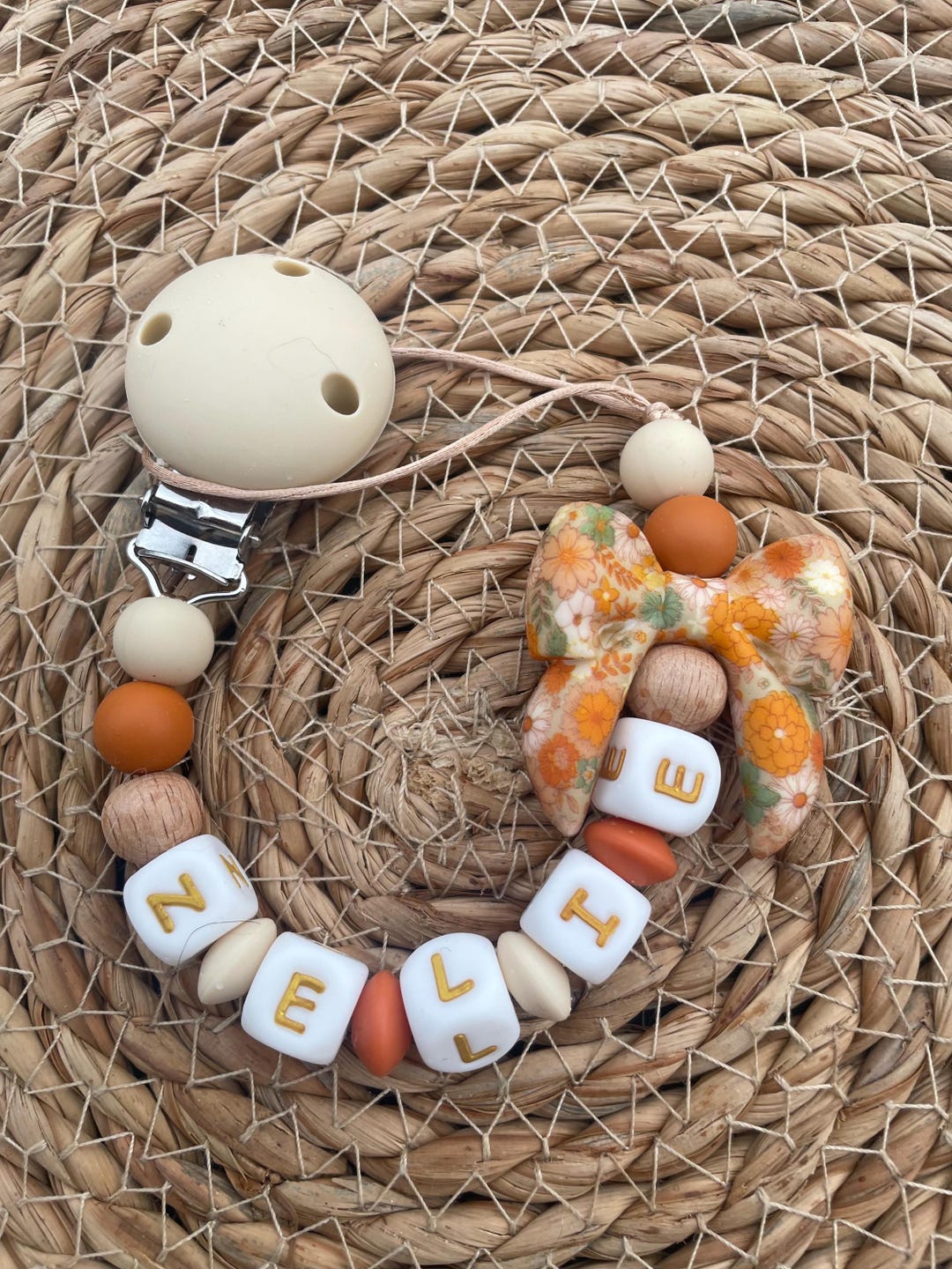 Personalized Silicone and Wood Bow Pacifier Clip - Etsy