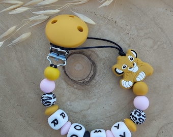 Personalized silicone lion pacifier clip