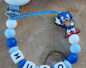 Personalized sonic silicone pacifier clip