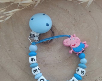 Personalized Georges silicone pacifier clip