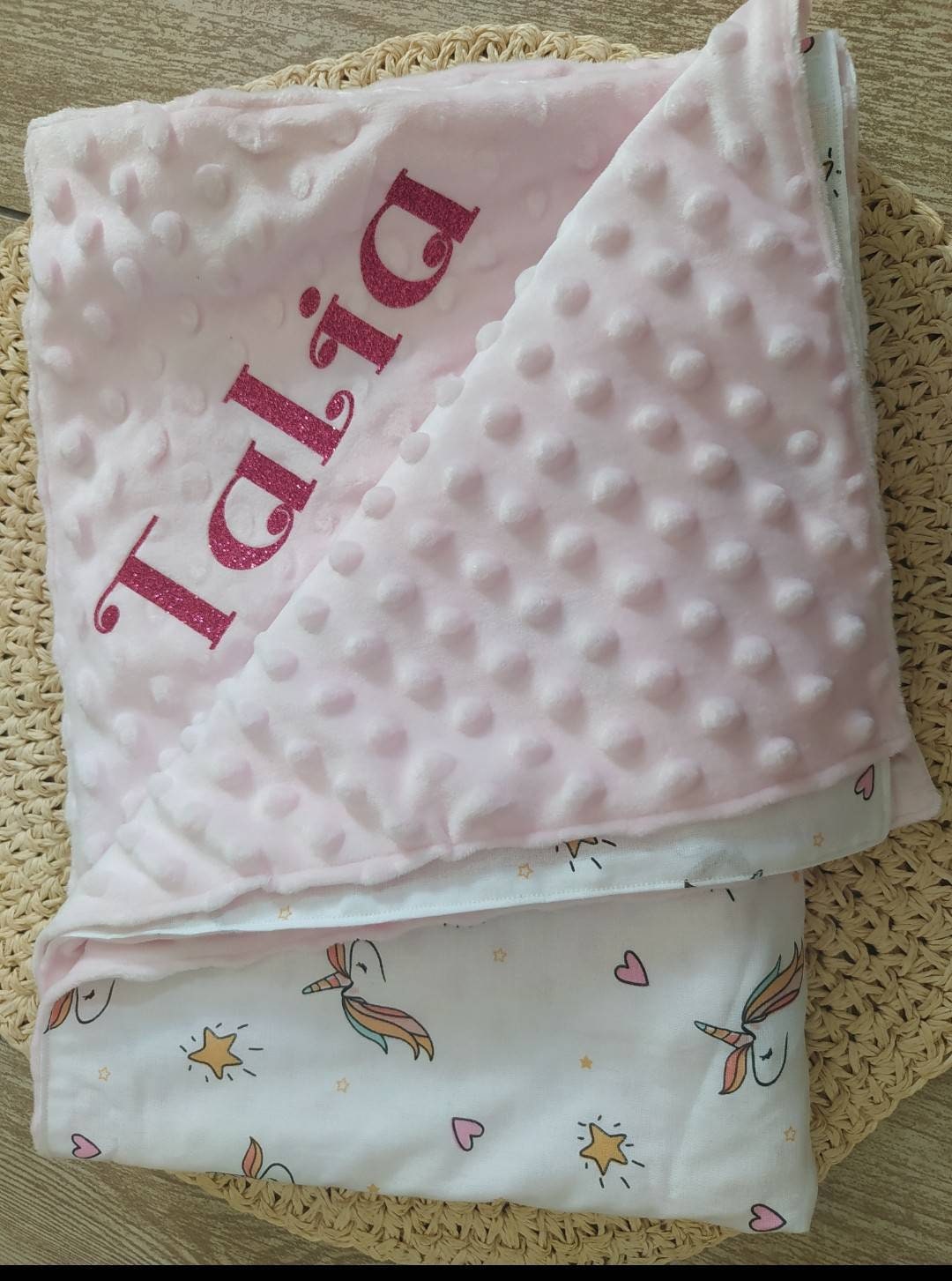 Couverture Minky Rose Personnalisé