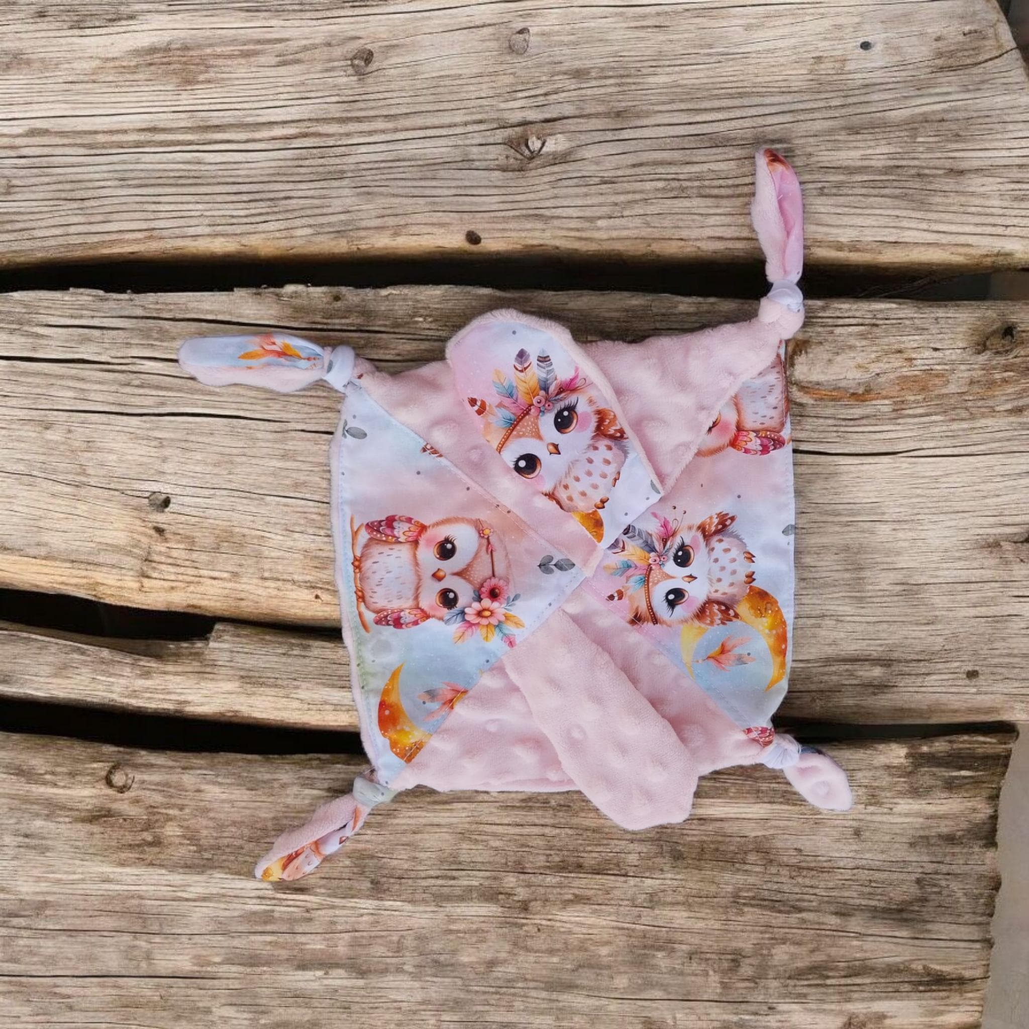 Doudou fait main hibou personnalisé